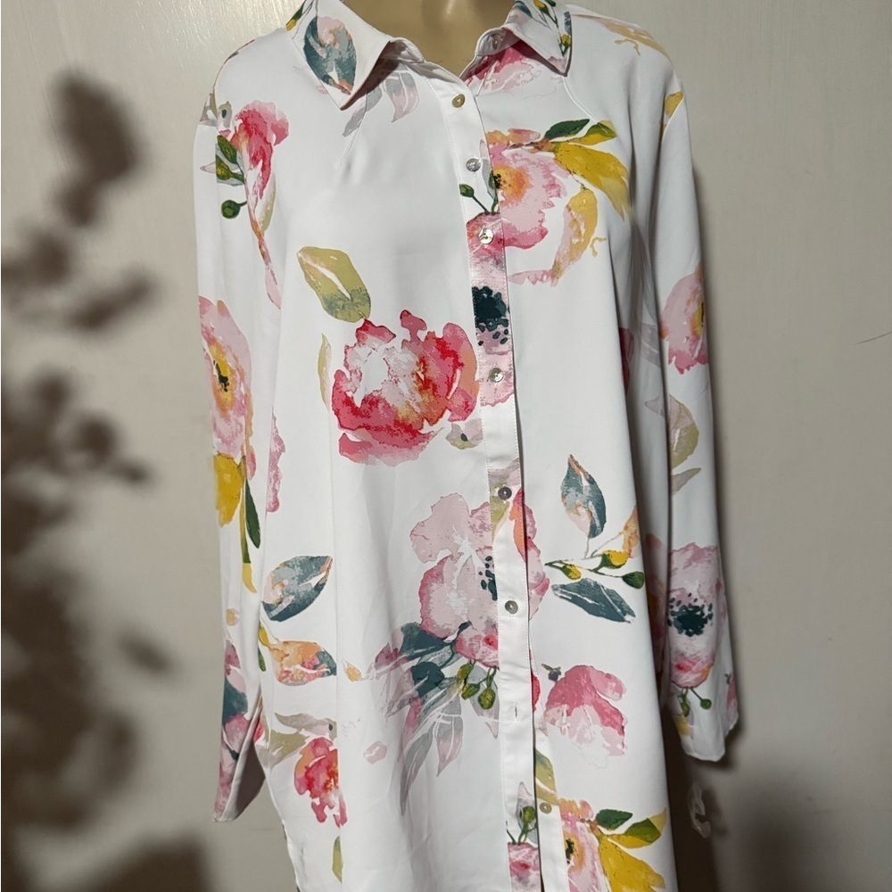 Nicole Floral Blouse - White and Pink